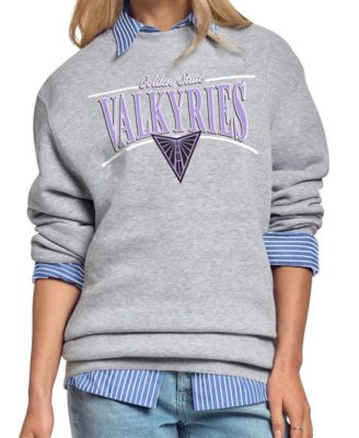 Women's Gray Golden State Valkyries Arch Stripe Fleece Crewneck Sweatshirt