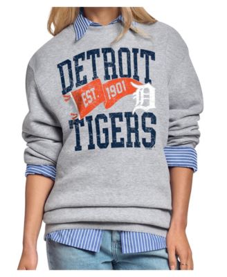Women's Gray Detroit Tigers Pennant Flag Fleece Sweatshirt