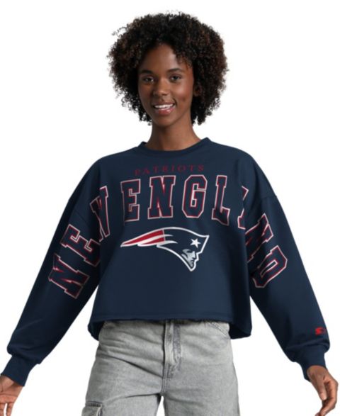 Женская толстовка Starter Navy New England Patriots Bleachers Cropped