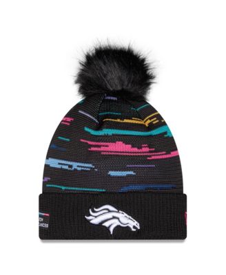 Women's Black Denver Broncos 2026 NFL Crucial Catch Cuffed Knit with Pom Hat