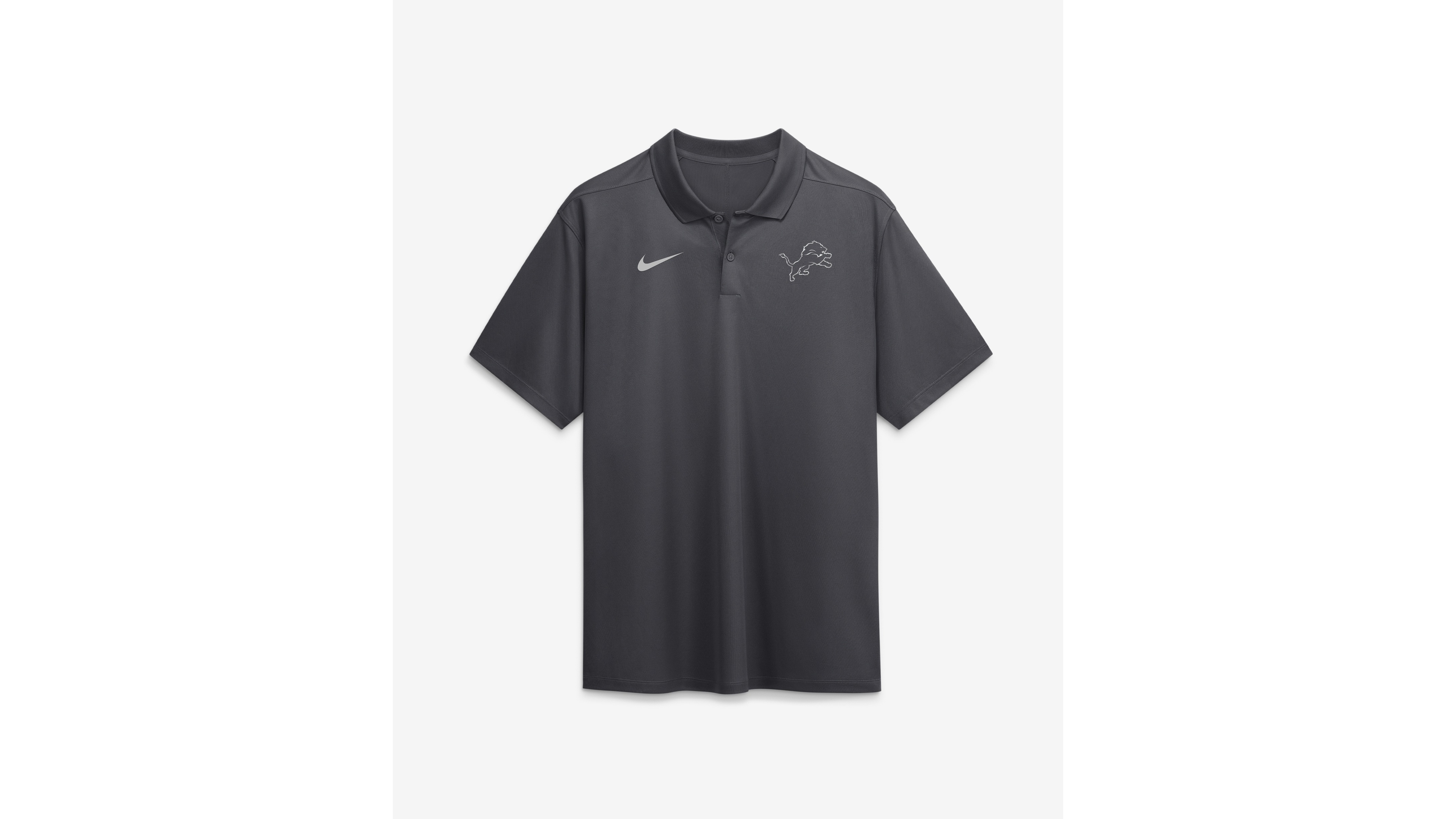 Nike Men's Anthracite Detroit Lions Fractal Logo Victory Dri-fit Polo Shirt