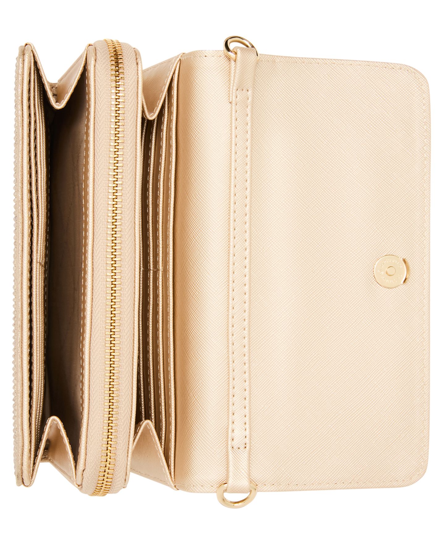 Женский кошелёк Steve Madden Metallic Faux Leather Carina Crossbody Wallet, цвет: Шампань — фото 4