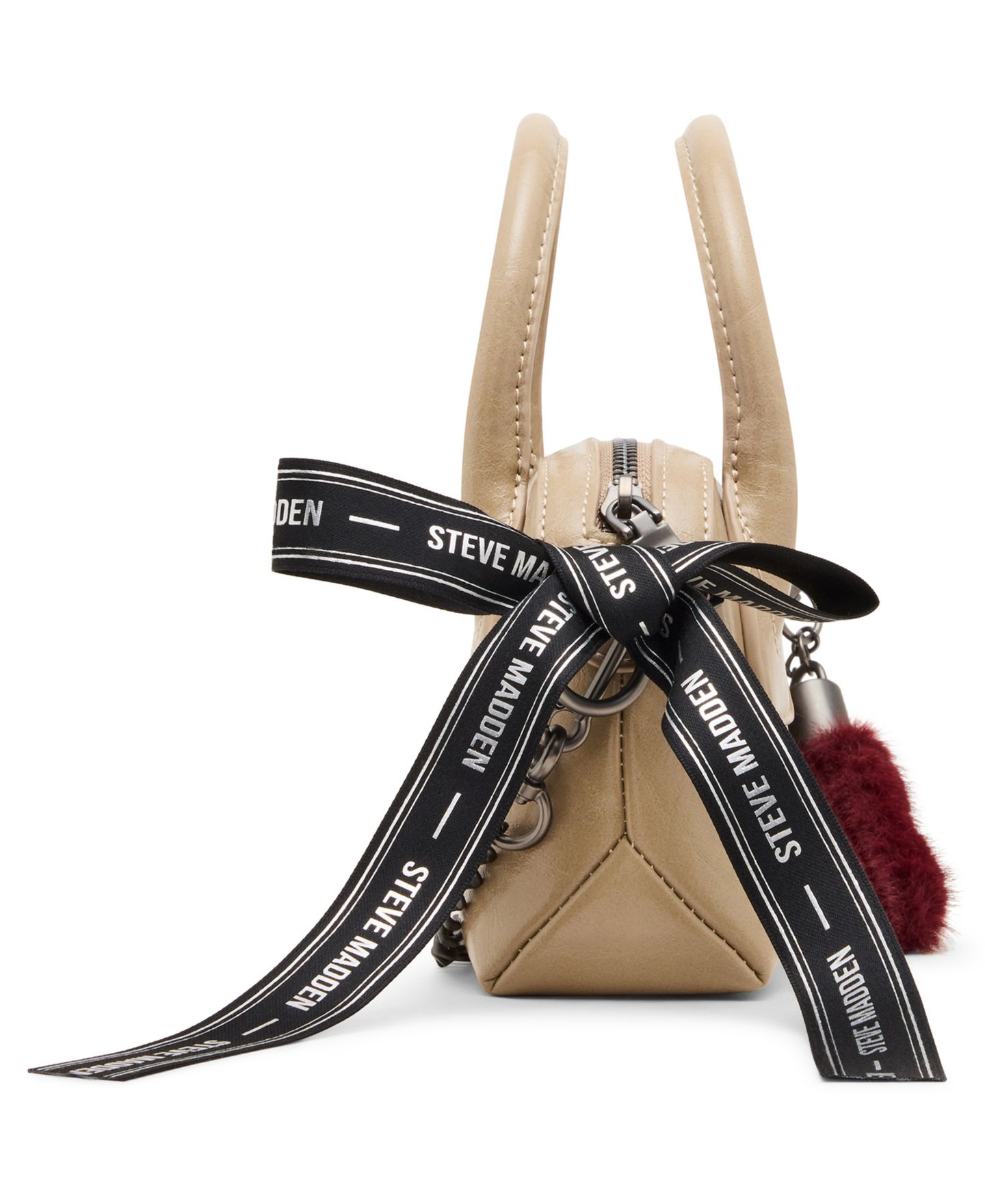 Женская сумка Steve Madden Melodie Faux Leather Crossbody Top Handle Satchel, цвет: Бежевый — фото 5