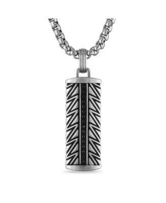 Natural Black Diamond Pendant (1/6 ct. t.w.) in Stainless Steel