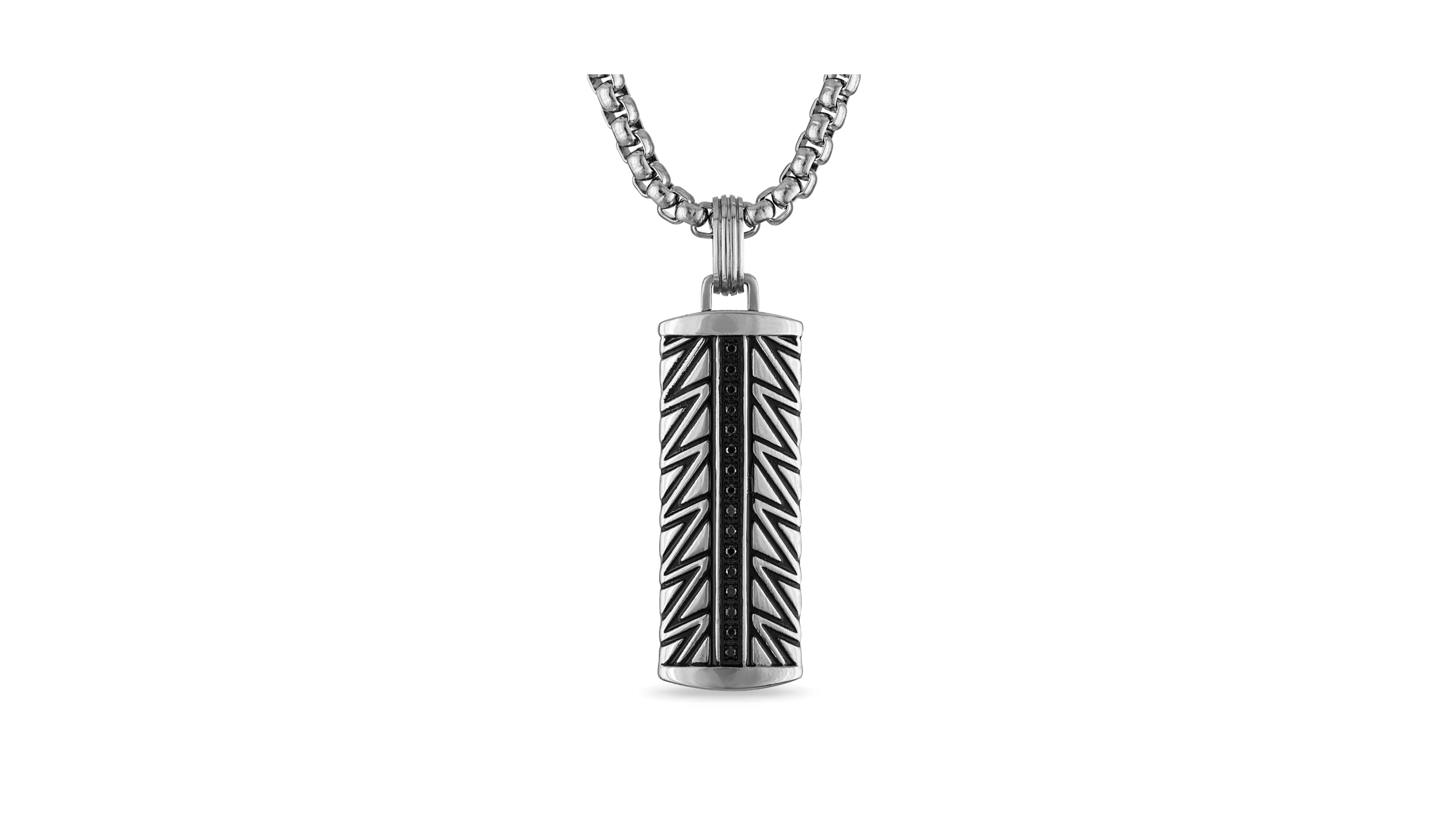 Esquire Men's Jewelry Natural Black Diamond Pendant (1/6 ct. t.w.) in Stainless Steel