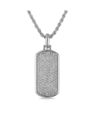 Men's Lab-Grown Round Diamond Dog Tag Pendant Necklace (1 1/2 ct. t.w.)