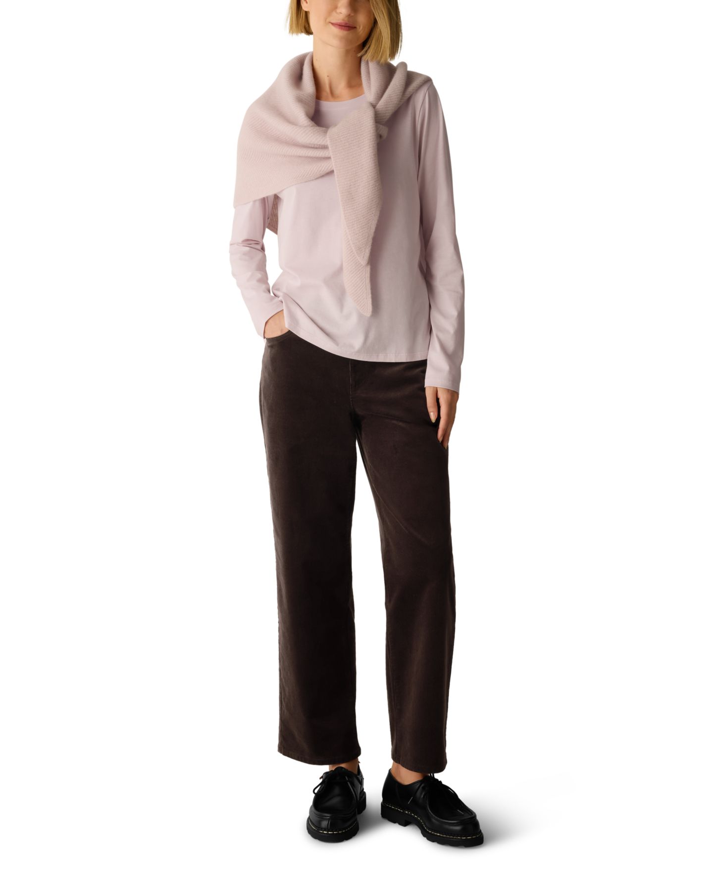 Женская футболка Eileen Fisher Crewneck Long-Sleeve Jersey Knit, цвет: Perls — фото 2