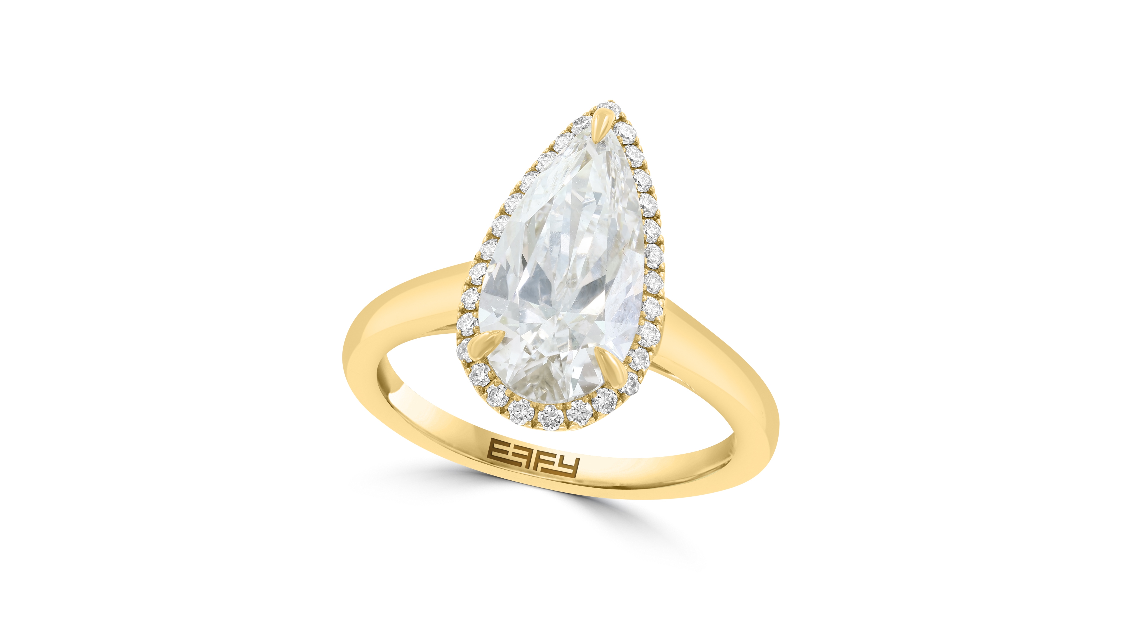 Effy Lab Grown Diamond Pear Ring (3-1/5 ct. t.w.) in 14K Yellow Gold