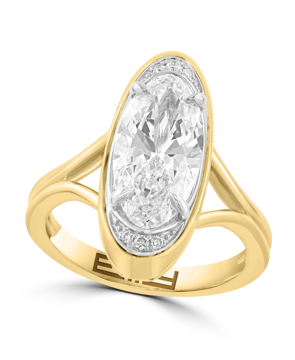 Effy Oval Lab Grown Diamond Ring (3 ct. t.w.) in 14K Yellow Gold