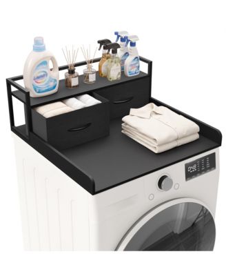 Space-Saving Laundry Room Organizer Washer Dryer Countertop with Drawer, Folding and Ironing Station Storage Shelf for Over Washer and Dryer