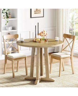 31.5" Round Kitchen Dining Table for 2-4, Farmhouse