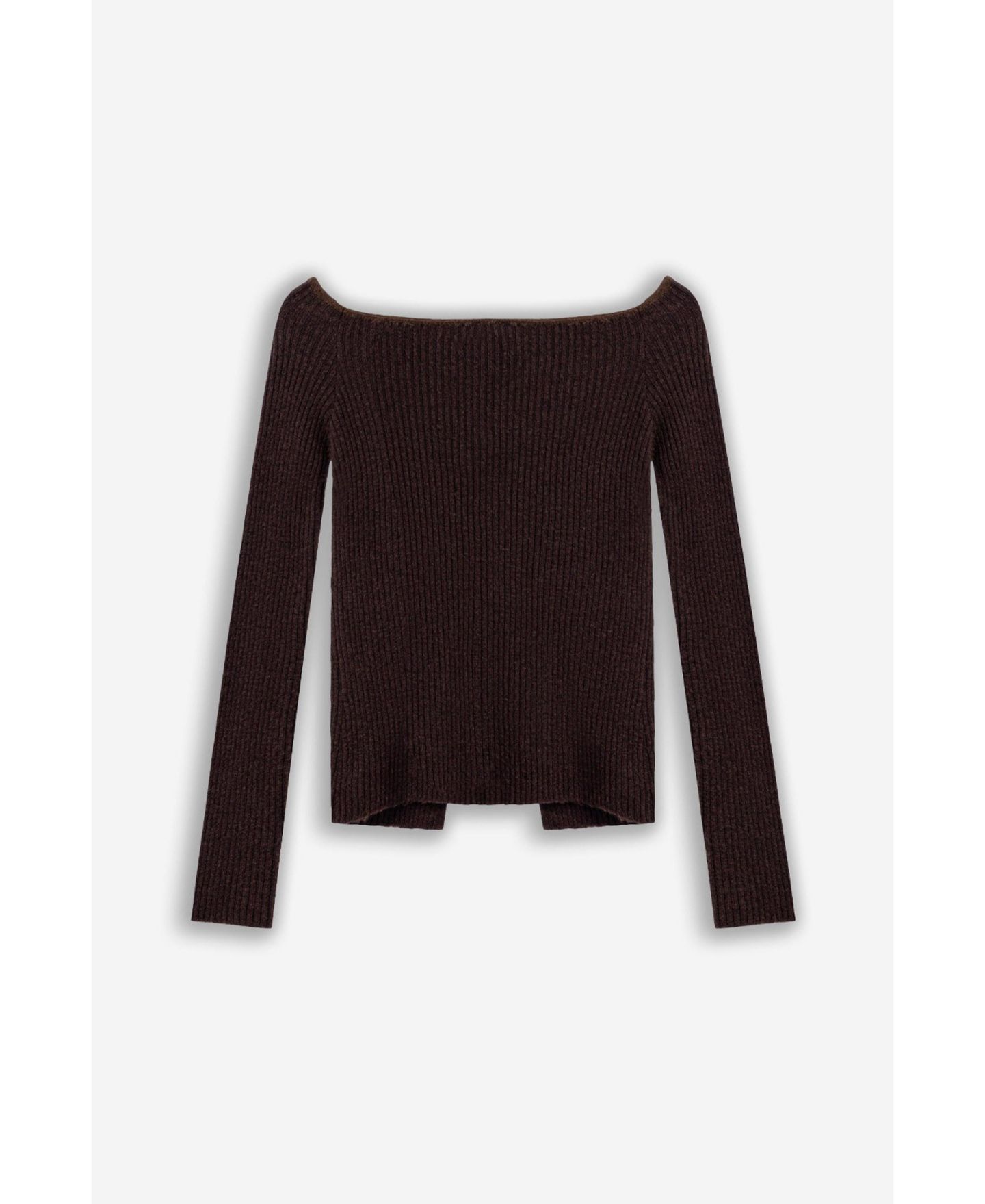 Женский кардиган NOCTURNE Off-Shoulder Ribbed Knit Long-Sleeve, цвет: Коричневый — фото 5