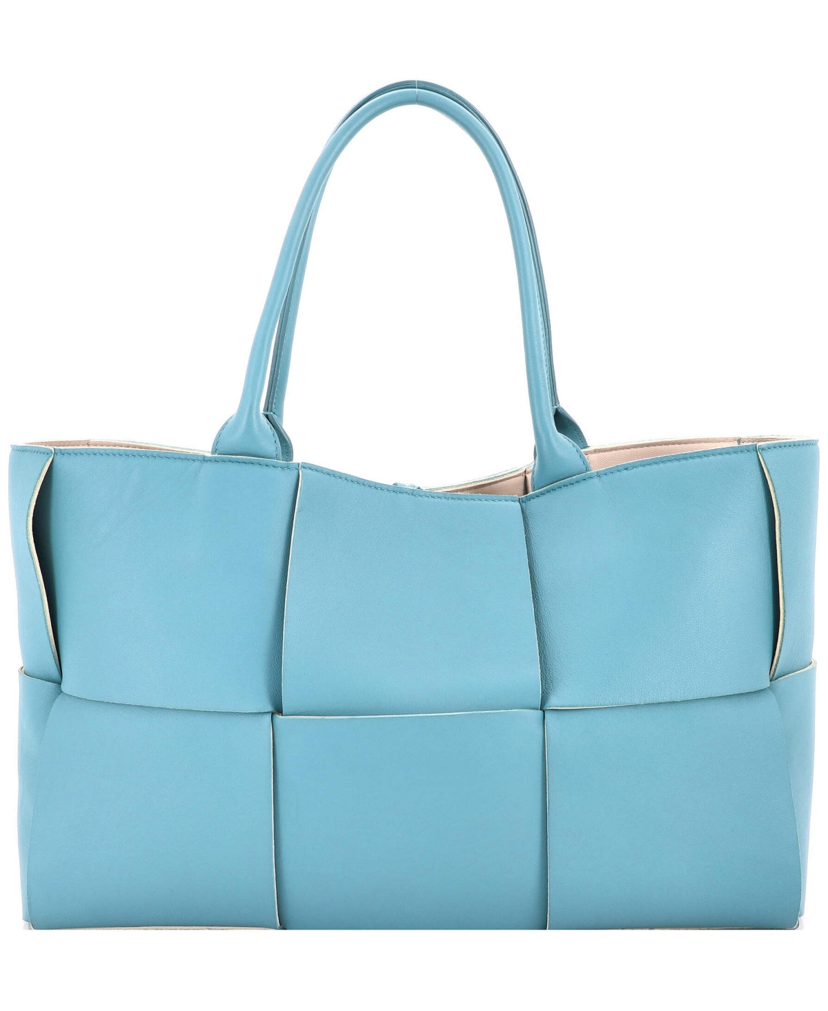 Pre-Owned Bottega Veneta Medium Arco Tote Maxi Intrecciato Leather - Blue