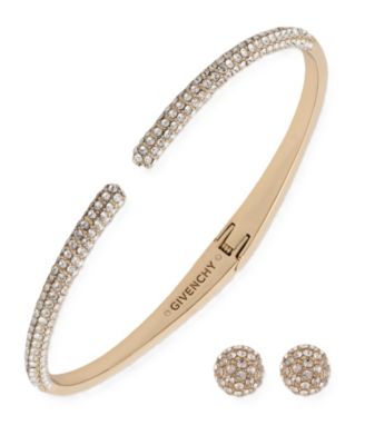 Gold-Tone Crystal Pave Bracelet and Earring Set