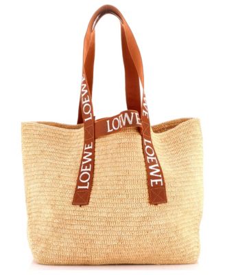 Medium Fold Logo Strap Tote Raffia