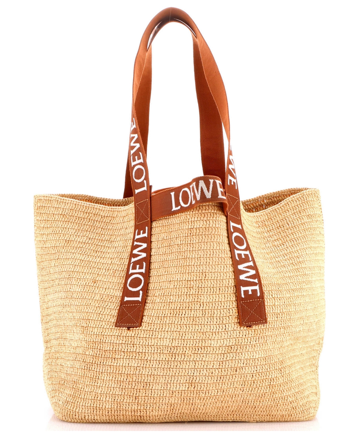 Pre-Owned Loewe Medium Fold Logo Strap Tote Raffia