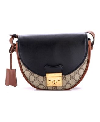 Small Padlock Saddle Shoulder Bag GG Coated Canvas and Leather