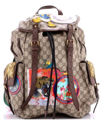 Large Donald Duck Soft Backpack GG Coated Canvas with Applique