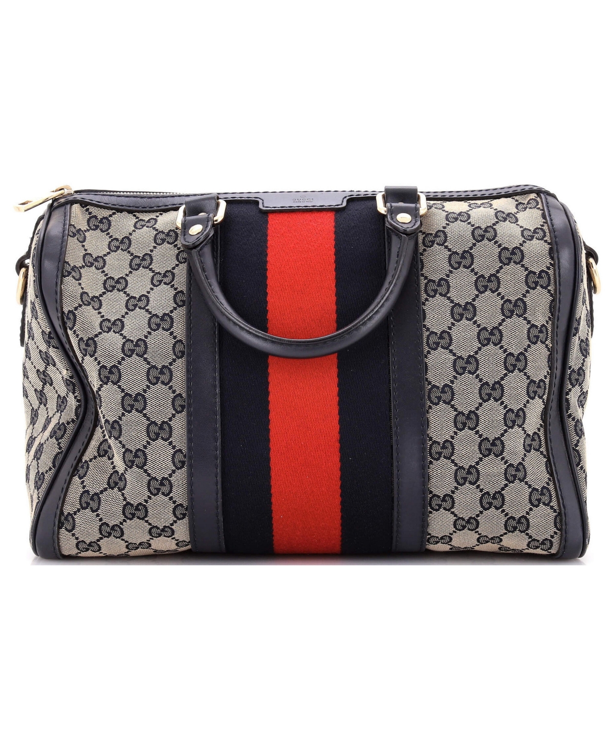 Pre-Owned Gucci Medium Vintage Web Boston Bag Gg Canvas - Blue