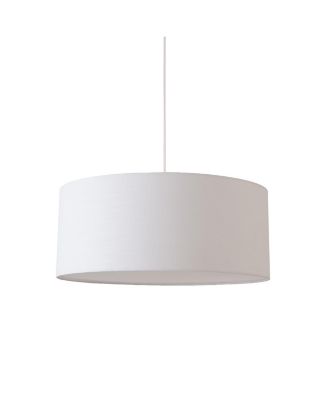Stretch Pendant - Satin Nickel,  Linen Drum Shade, Dimmable, Bulb Included