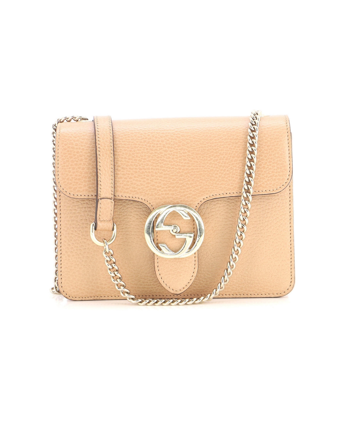 Pre-Owned Gucci Small Interlocking Shoulder Bag Leather - Brown