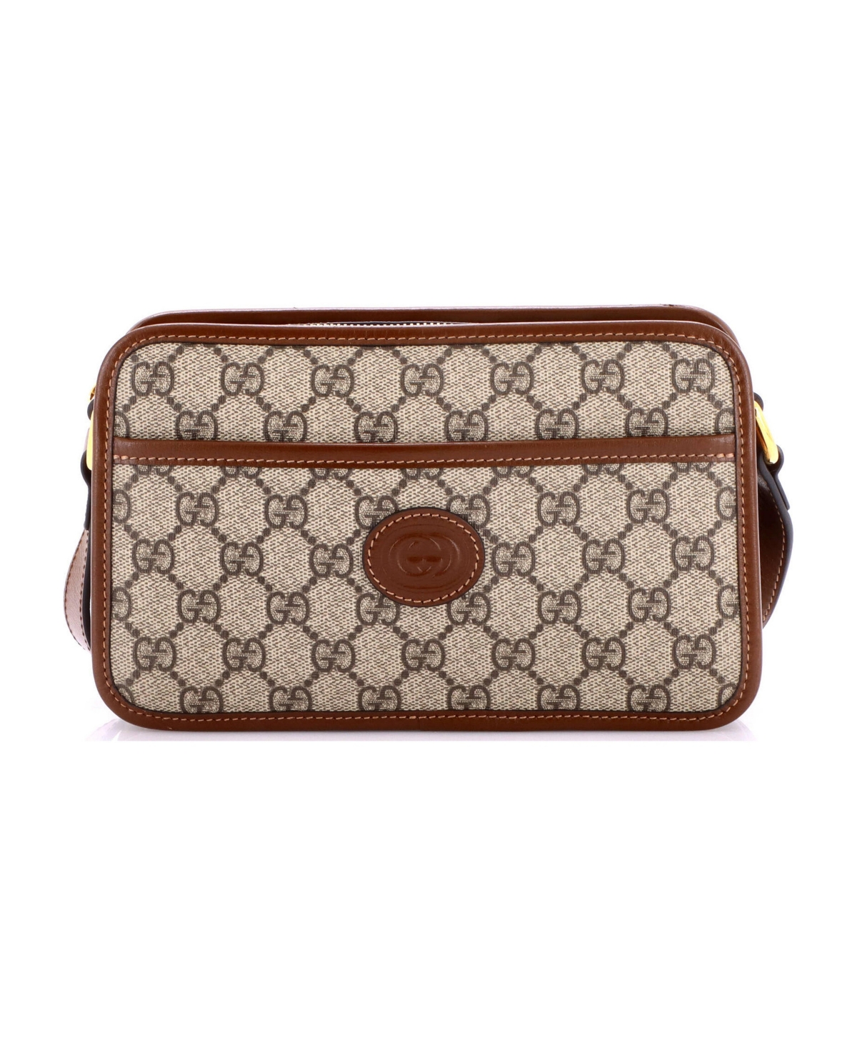 Pre-Owned Gucci Mini Interlocking G Patch Camera Bag Gg Coated Canvas - Brown