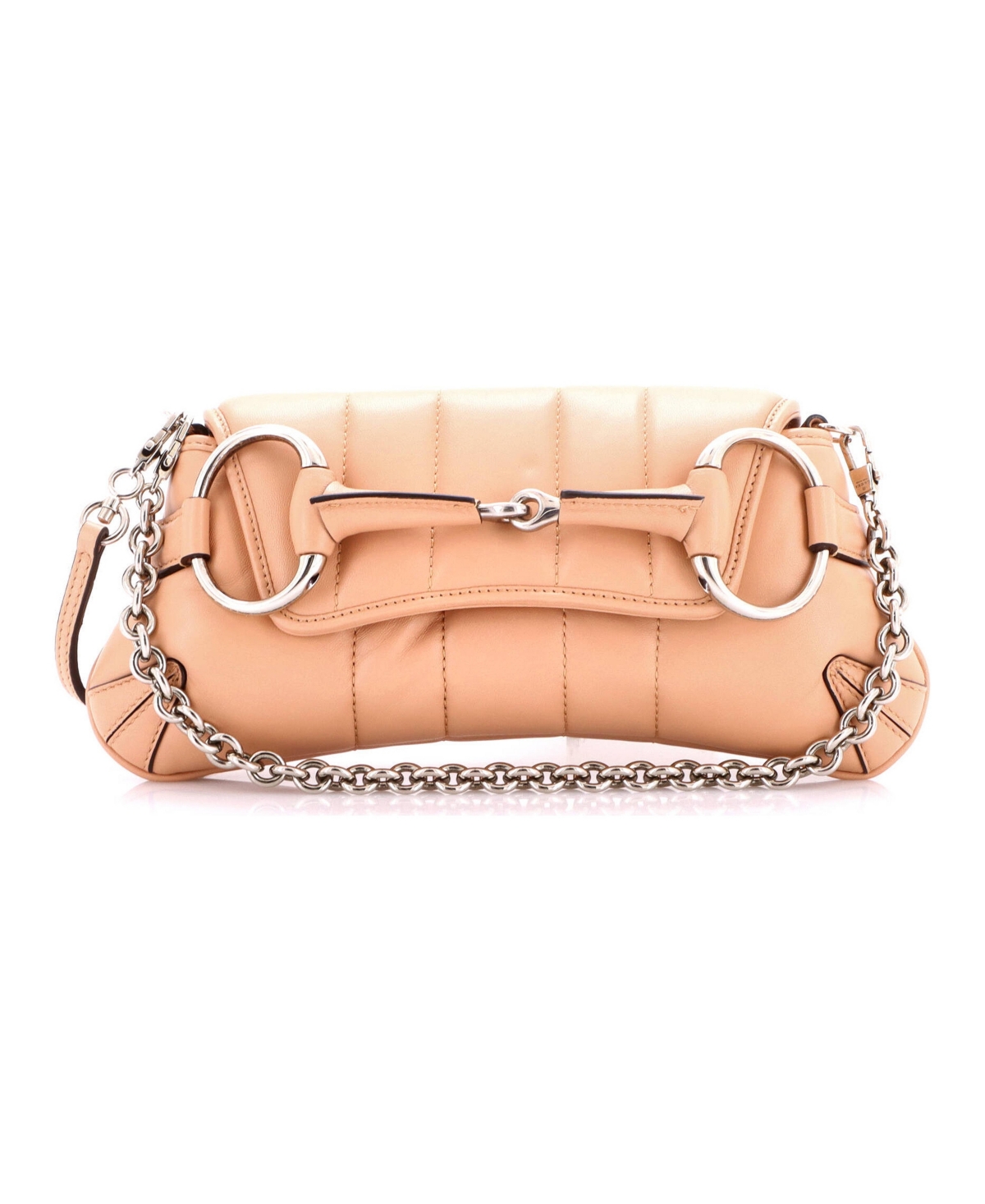 Pre-Owned Gucci Small Horsebit Chain Shoulder Bag Vertical Quilted Leather - Pink