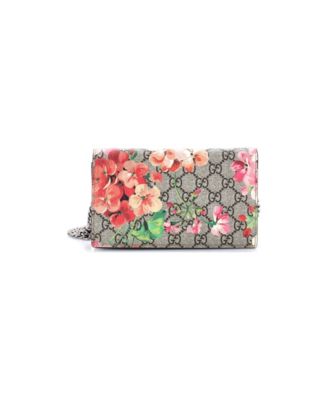 Chain Wallet Blooms Print GG Coated Canvas