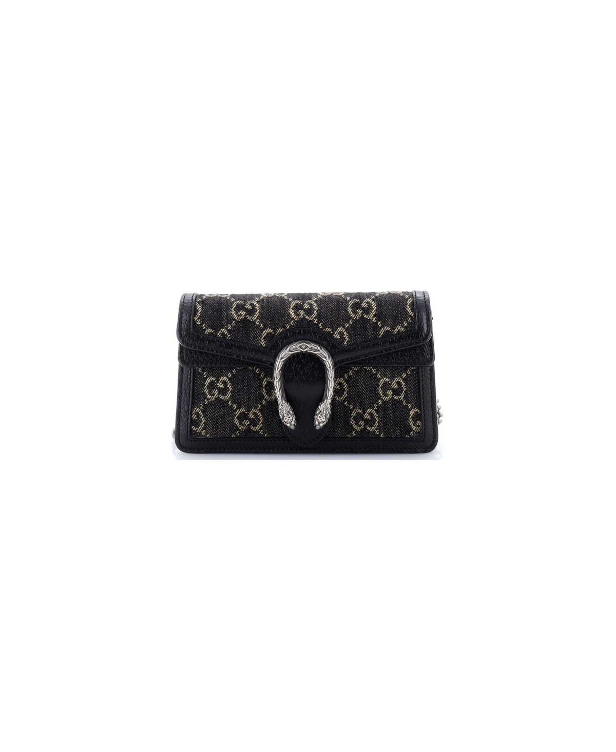 Pre-Owned Gucci Super Mini Dionysus Bag Gg Denim - Black