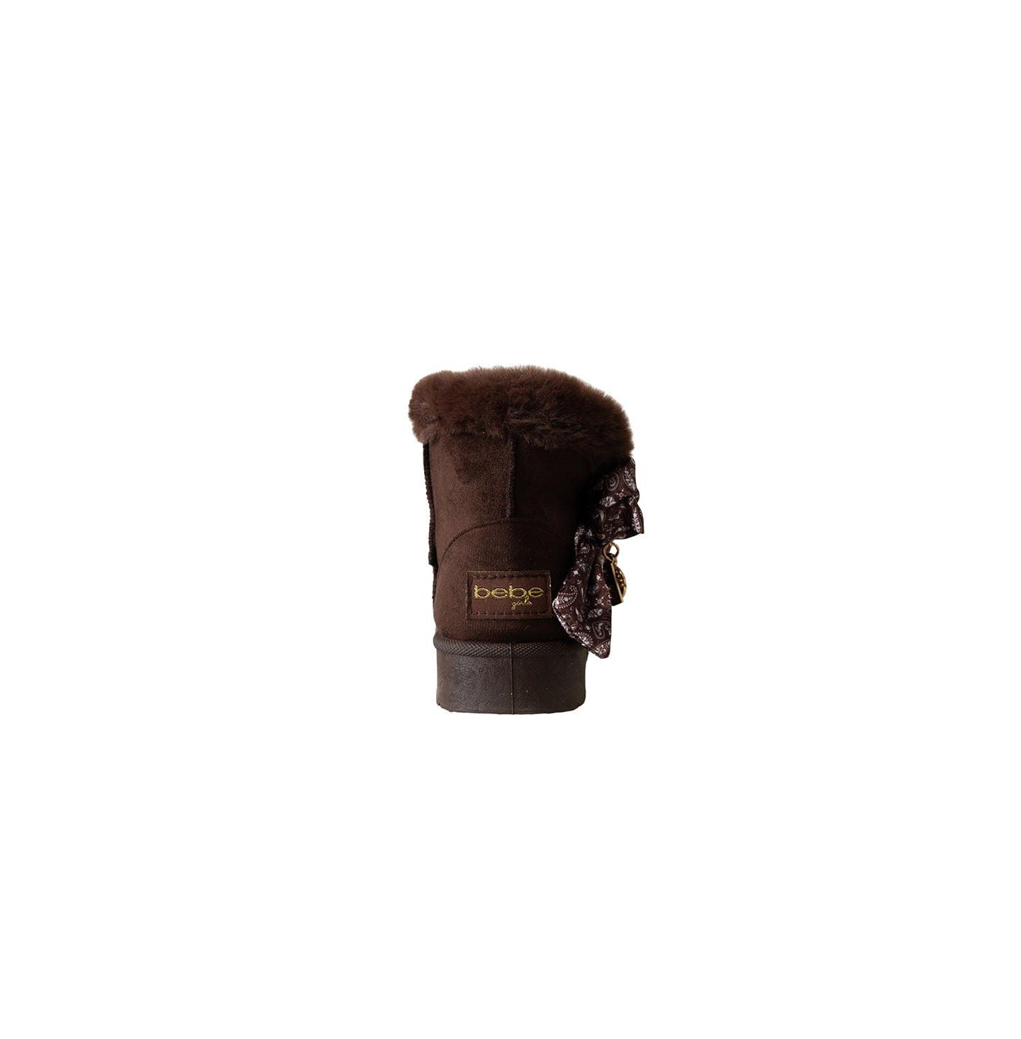 Ботинки Bebe Cozy Boot with Bandana Bow and Hanging Charms Faux Fur Collar Boots для девочек, цвет: Тёмный коричневый — фото 5