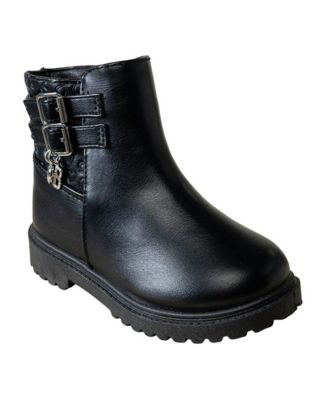 Toddler Girls' Faux Leather Moto-Style Charms Boots