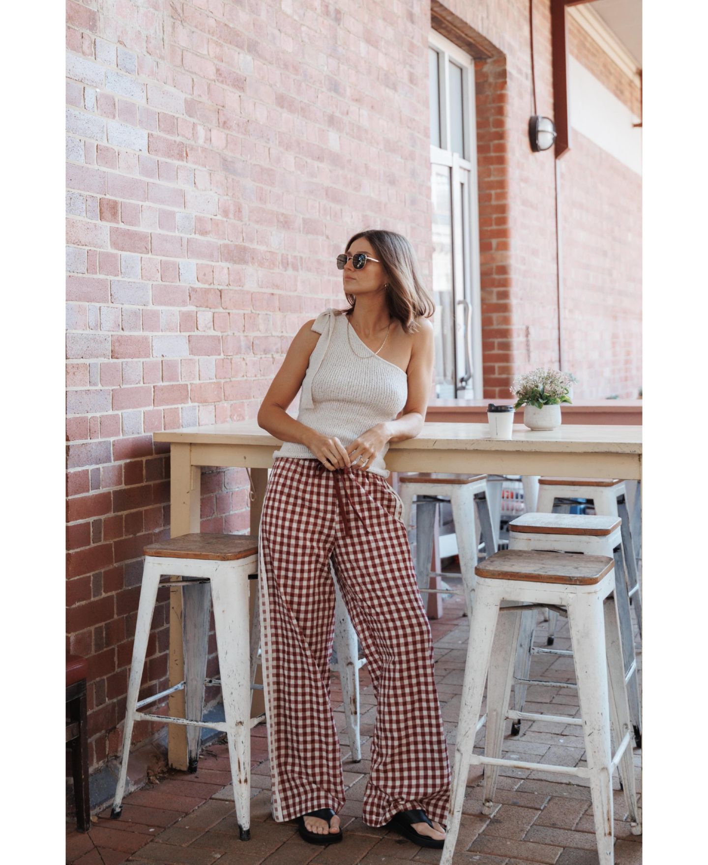 Женские брюки Petal and Pup Lawson Wide-Leg High-Rise Gingham — фото 4