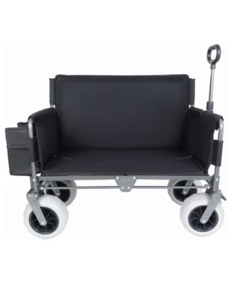 3 in 1 Collapsible Wagon Cart,500lbs Heavy Duty Bench Seat,All Terrain Beach Tires for Camping,Beach,Groceries,Outdoor
