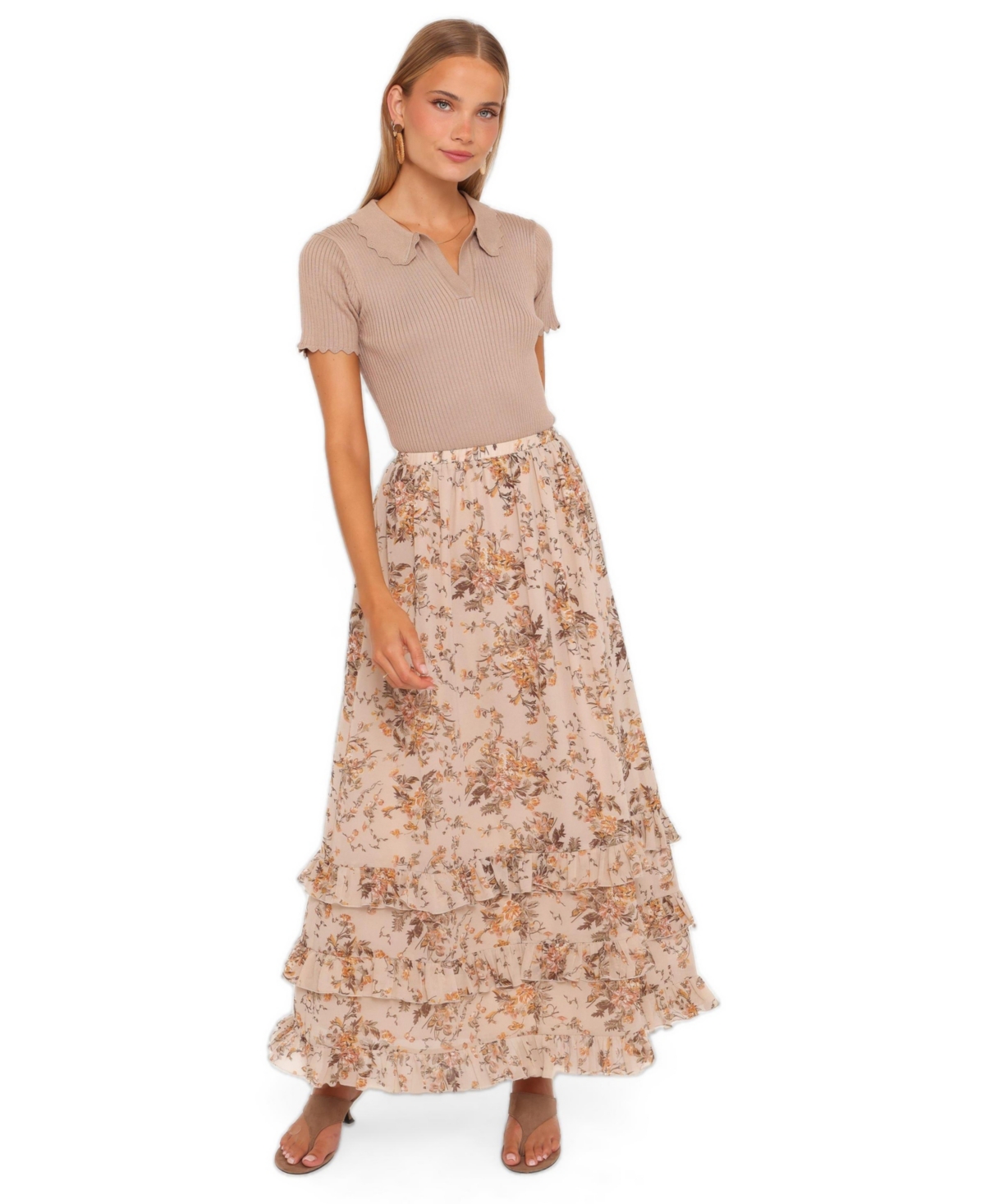 Petal and Pup Women's Kadie Floral-Print A-Line Maxi Skirt - Beige floral