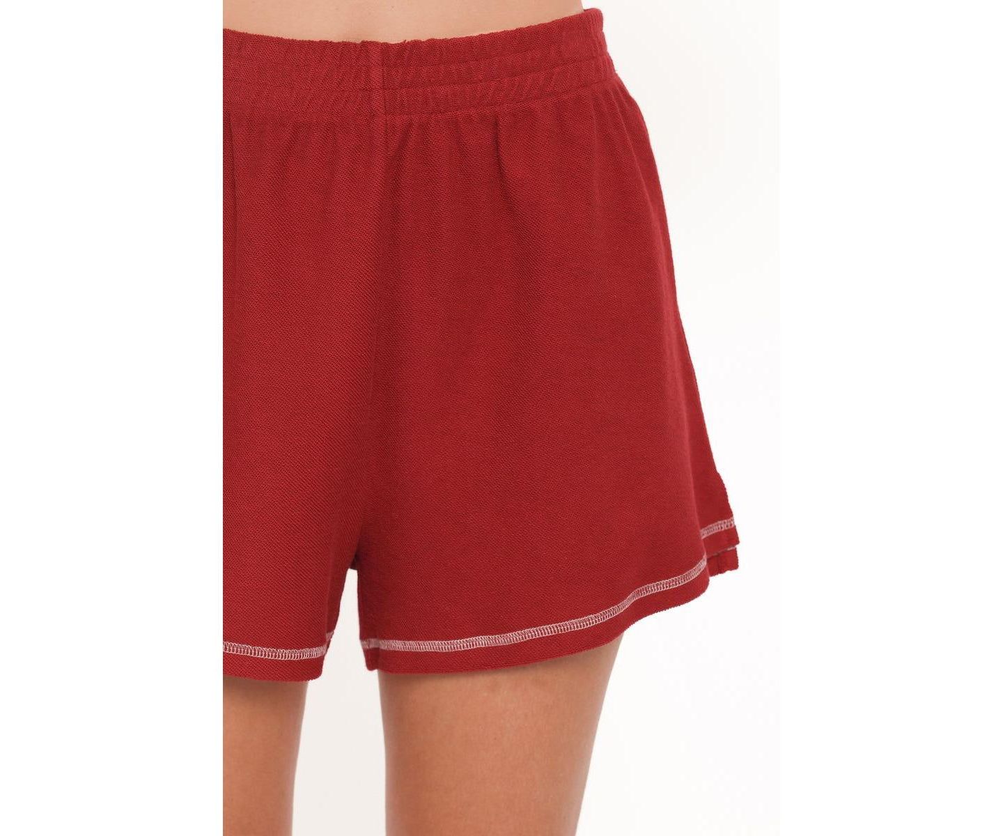 Женский комплект Petal and Pup Melody Knit Oversized Top and Shorts, 2-Piece Set, цвет: Бордовый — фото 4