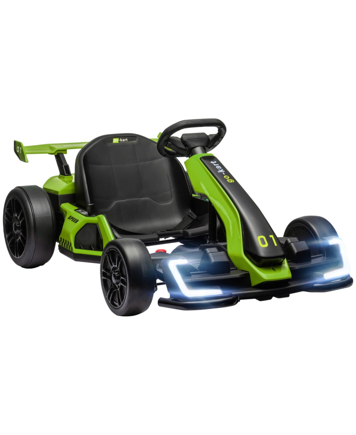 Glintex 24V Electric Go Kart with 3-Level Adjustable Seat, Up to 7.5 mph, 110 lbs., Ages 6-12 - Green