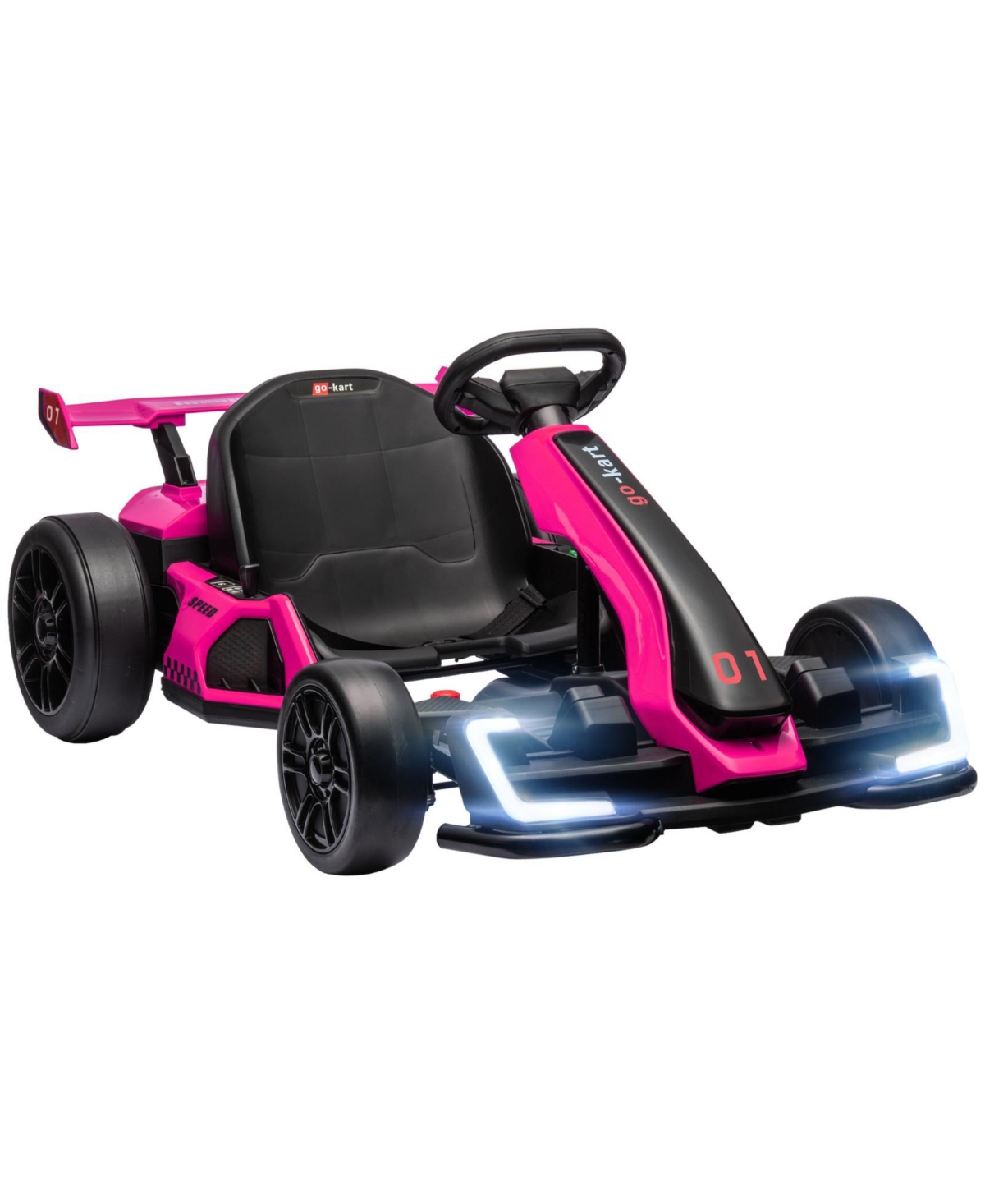 Glintex 24V Electric Go Kart with 3-Level Adjustable Seat, Up to 7.5 mph, 110 lbs., Ages 6-12 - Pink