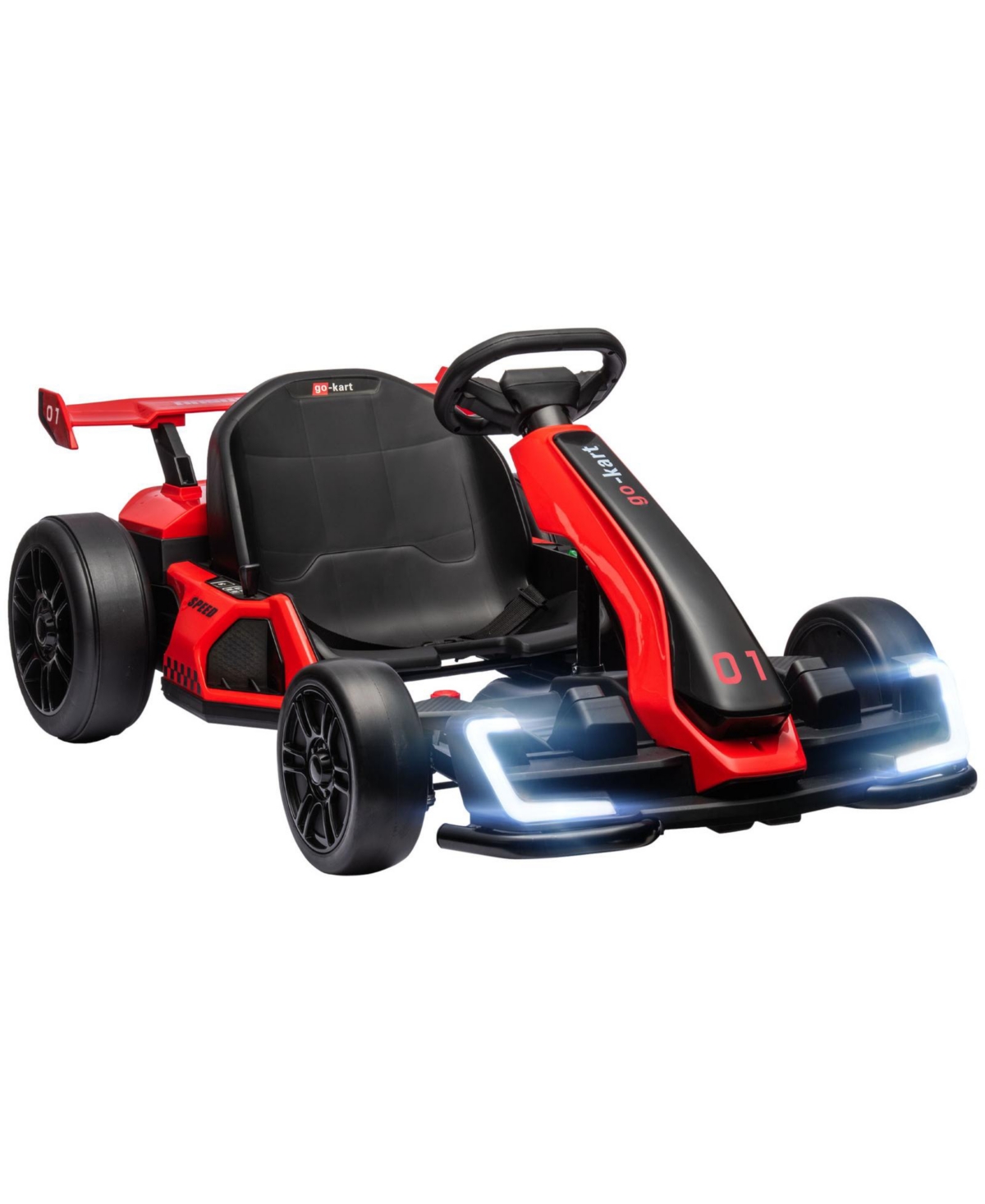 Glintex 24V Electric Go Kart with 3-Level Adjustable Seat, Up to 7.5 mph, 110 lbs., Ages 6-12 - Red
