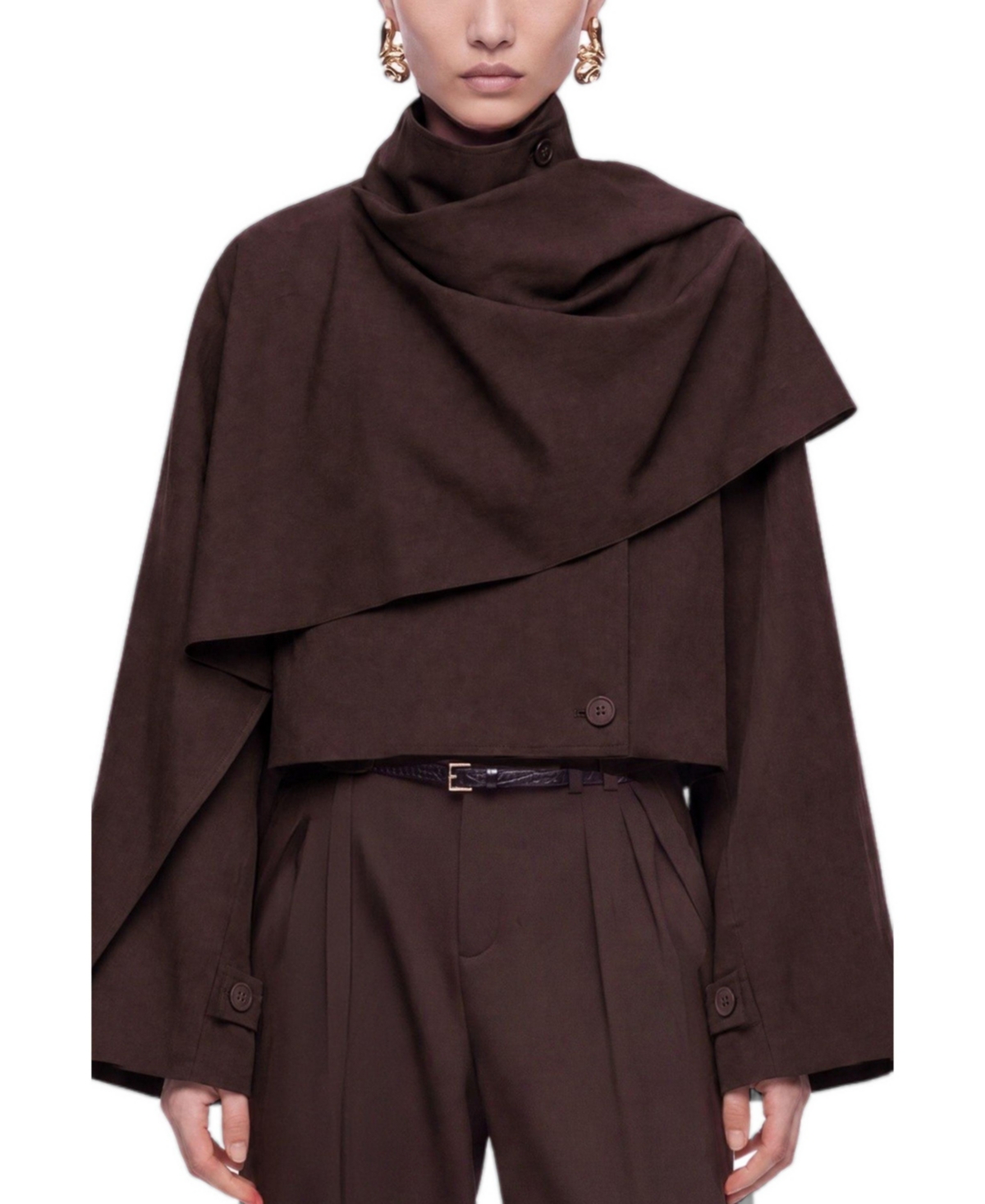 Nocturne Women's Oversized Stand Collar Trench Coat
