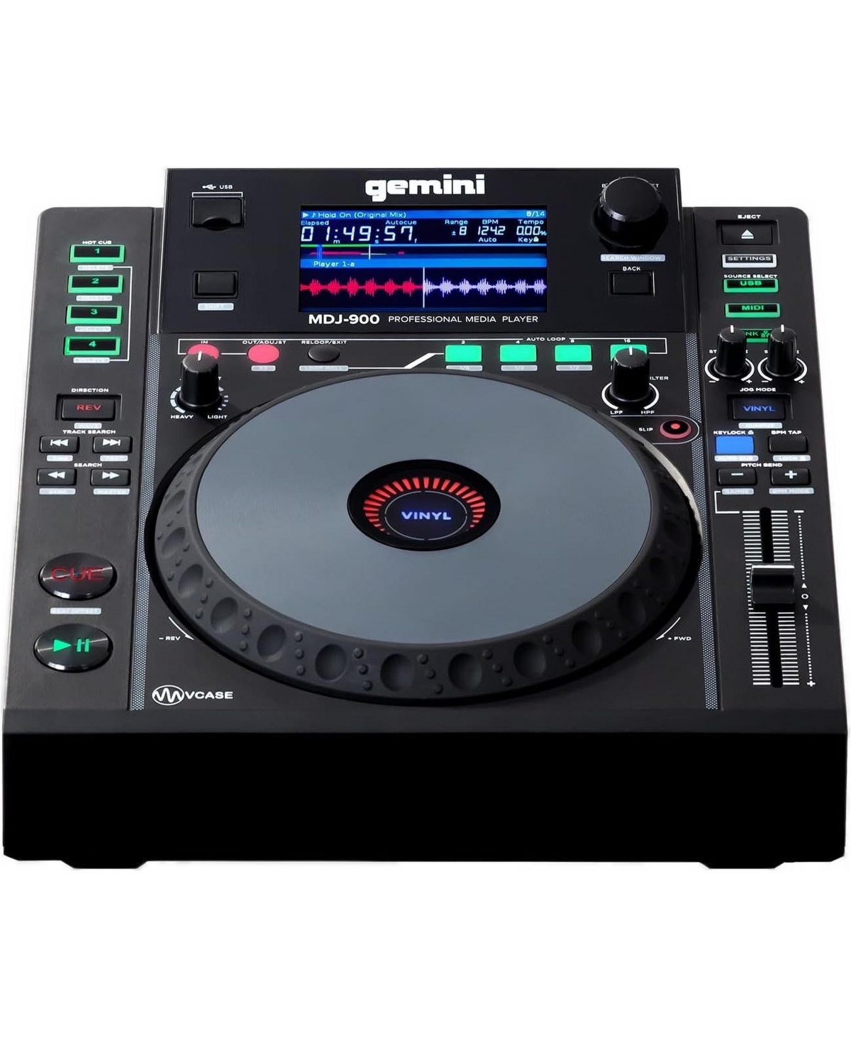 Gemini Mdj-900 8 Inch Touch-Sensitive Jog Wheel Usb Midi Professional Dj Media Player - Black
