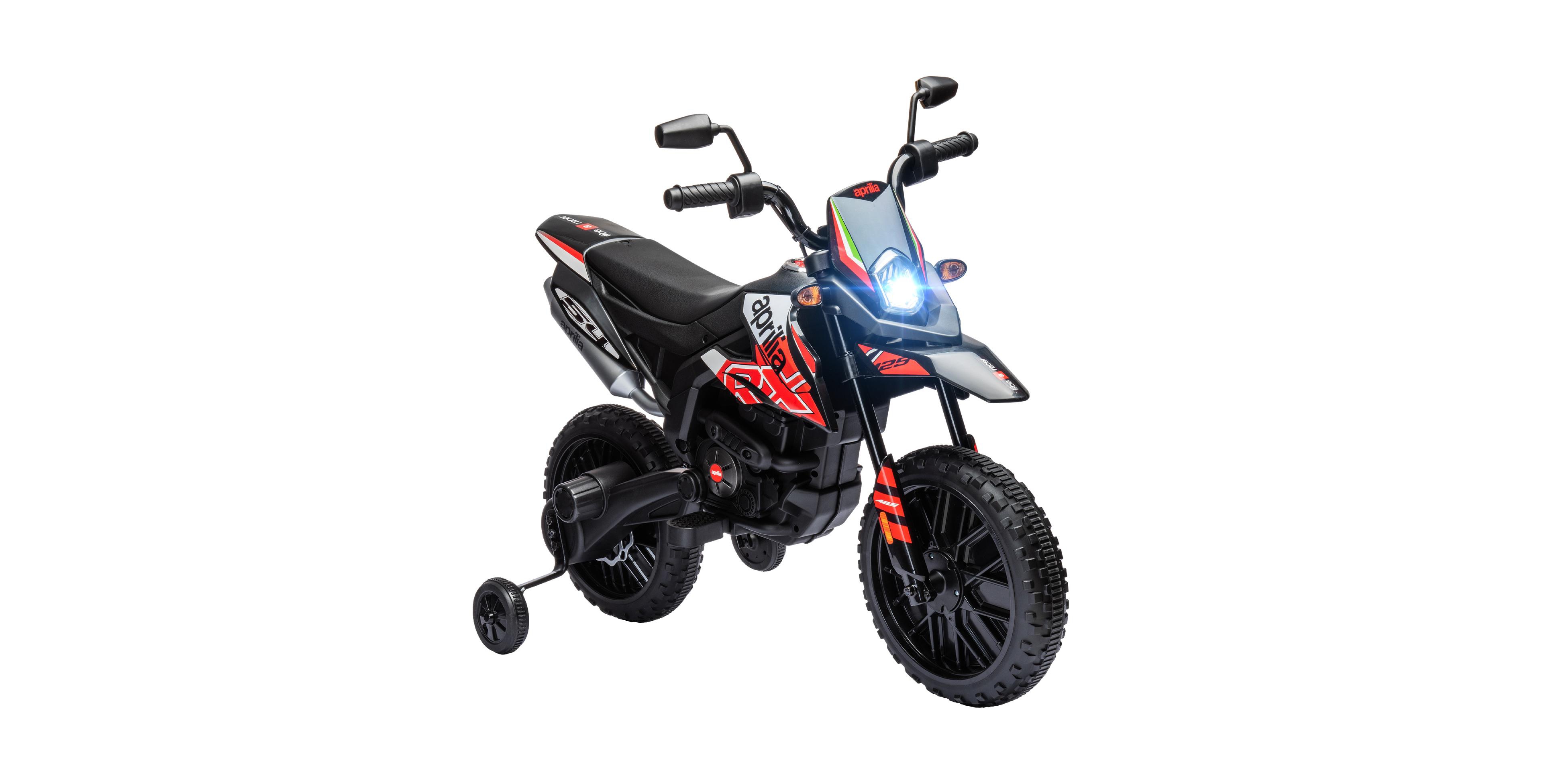 Glintex Aprilia Ride-On Motorcycle with Detachable Training Wheels and Led Headlight, Ages 3+
