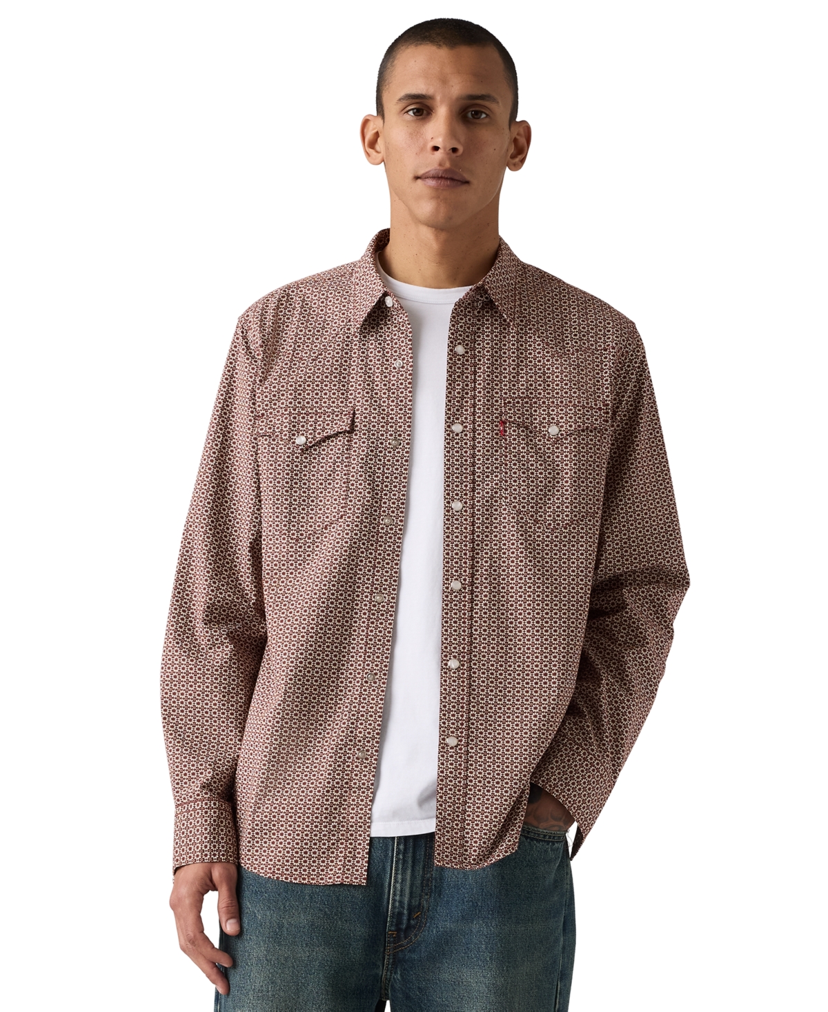 Levi's Men's Long-Sleeve Regular-Fit Western Shirt - Silver Birch