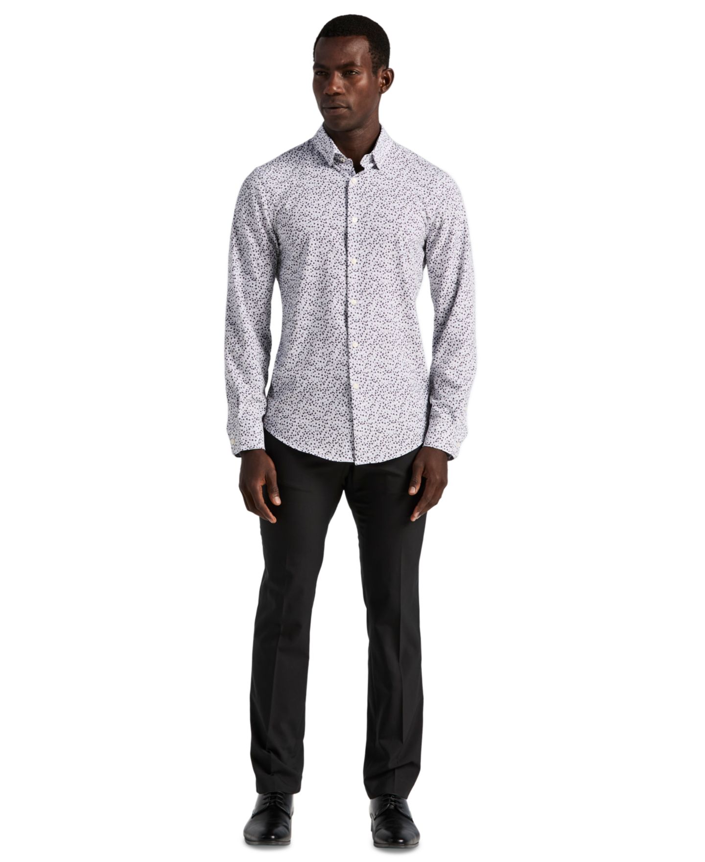Мужская рубашка Perry Ellis Long-Sleeve Micro Floral Print, цвет: Nightshade — фото 2
