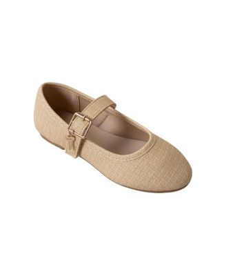 Little Girls Embossed Shimmer Ballet Flats with Hanging Logo Heart Key Charm