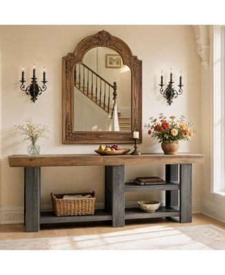 78.74'' Extra-Long Console Table with Multi-Tier Open Storage Shelves