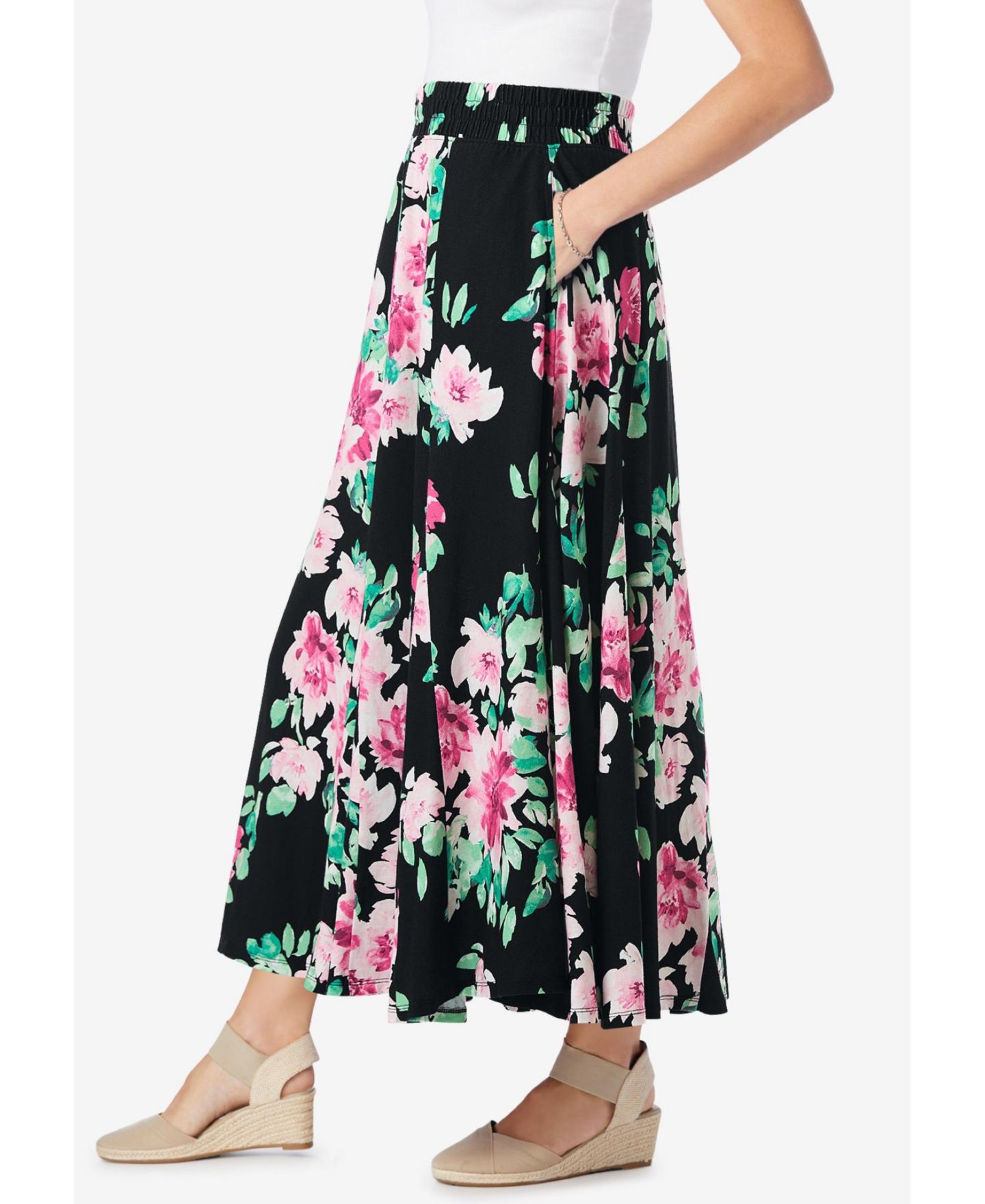 Женская юбка Woman Within Plus Size Within Wide Elastic Waist, цвет: Чёрный — фото 3