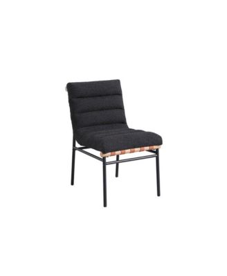 Set of 2 Dining Chairs, Boucle, Cognac PU, Iron Legs