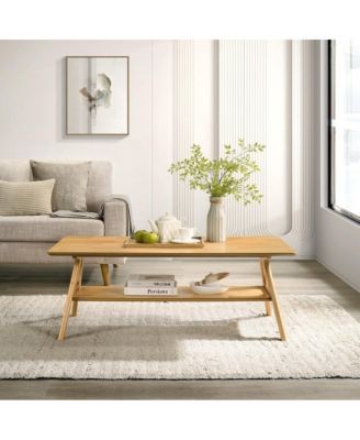 Arona Mid-Century Modern Wood Shelf Coffee Table