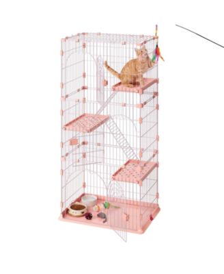 4-Tier 33.07x23.82x64.37 in Detachable Metal Wire Cat Cage DIY Playpen for 1-2 Cats Kittens Ferrets