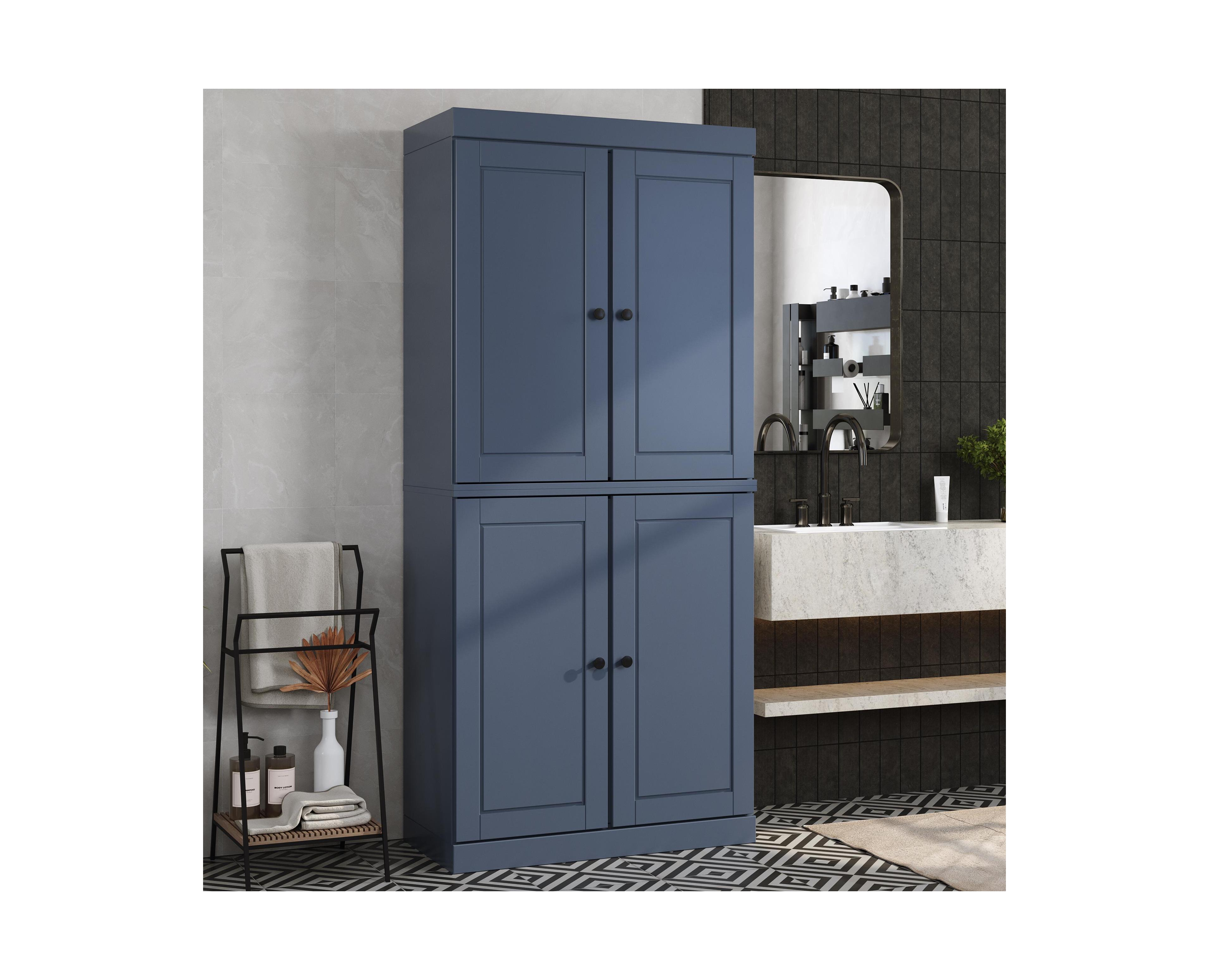 Palace Imports 100% Solid Wood Tall Freestanding Modular Bathroom Linen Storage Cabinet with Raised Panel Doors, Adjustable Shelves, 32" W x 71.5" H
